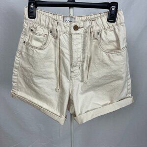 BDG Creme White String Tie Belt Jean Summer Shorts Frayed Cuffed Ends S/M